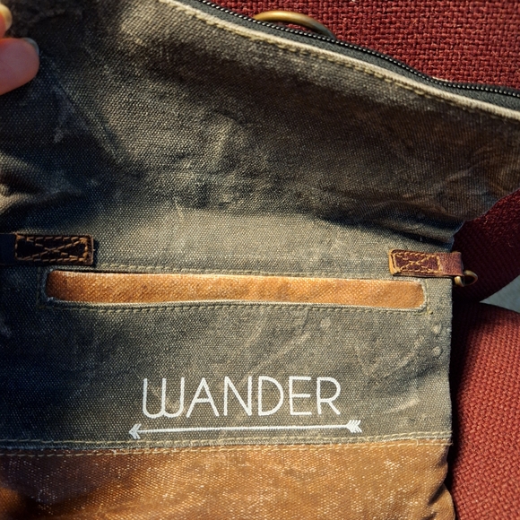 Mona B Live Love Canvas Crossbody Bag - Brown and Olive - Picture 7 of 9